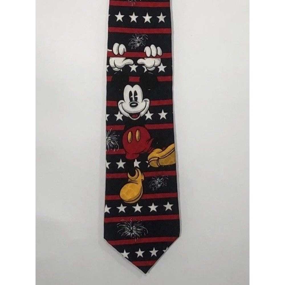 The Disney Catalog Mickey Mouse 4th Of July Stars &Stripes 250 Yrs Tie 100% Silk